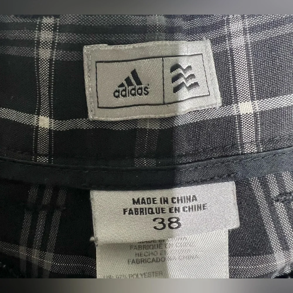 Adidas Golf Shorts Mens Size 38 Black Plaid Flat‎ Front Golf/Chino Shorts